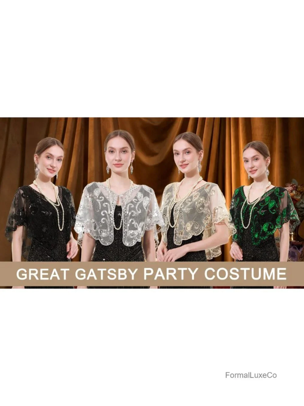 Sequin Flapper Shawl Wrap 1920s Gatsby Party Wedding Scarf